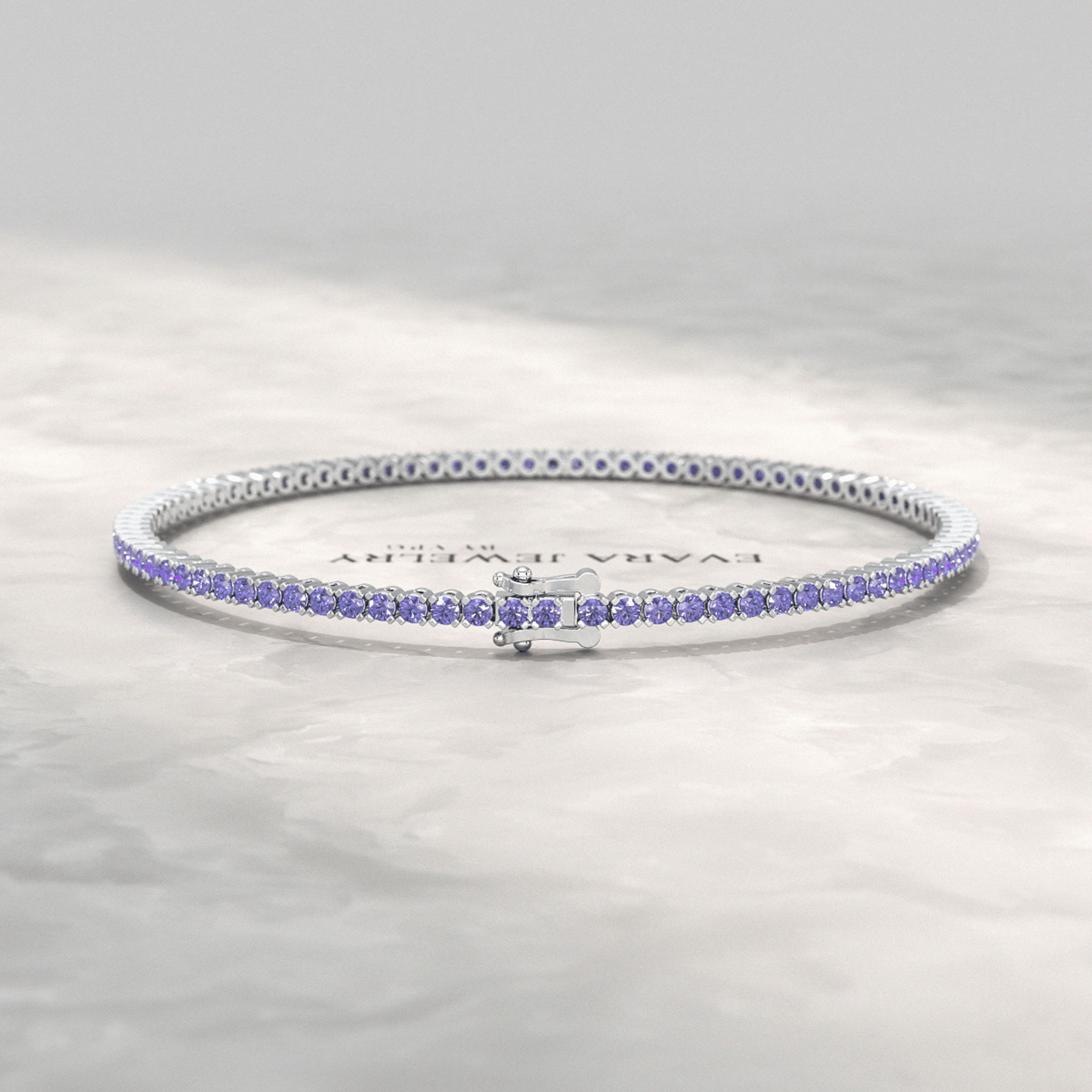 3.17 Carat Tanzanite Tennis Bracelet in 14K/18K Yellow Gold - Evara Jewelry LLC