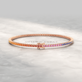 3.18 Carats Natural Rainbow Sapphire Tennis Bracelet in 14K/18K White Gold - Evara Jewelry LLC