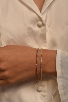 3.18 Carats Natural Rainbow Sapphire Tennis Bracelet in 14K/18K White Gold - Evara Jewelry LLC