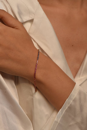 3.18 Carats Natural Rainbow Sapphire Tennis Bracelet in 14K/18K White Gold - Evara Jewelry LLC