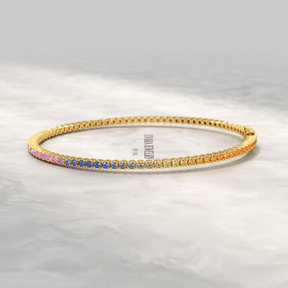 3.18 Carats Natural Rainbow Sapphire Tennis Bracelet in 14K/18K White Gold - Evara Jewelry LLC