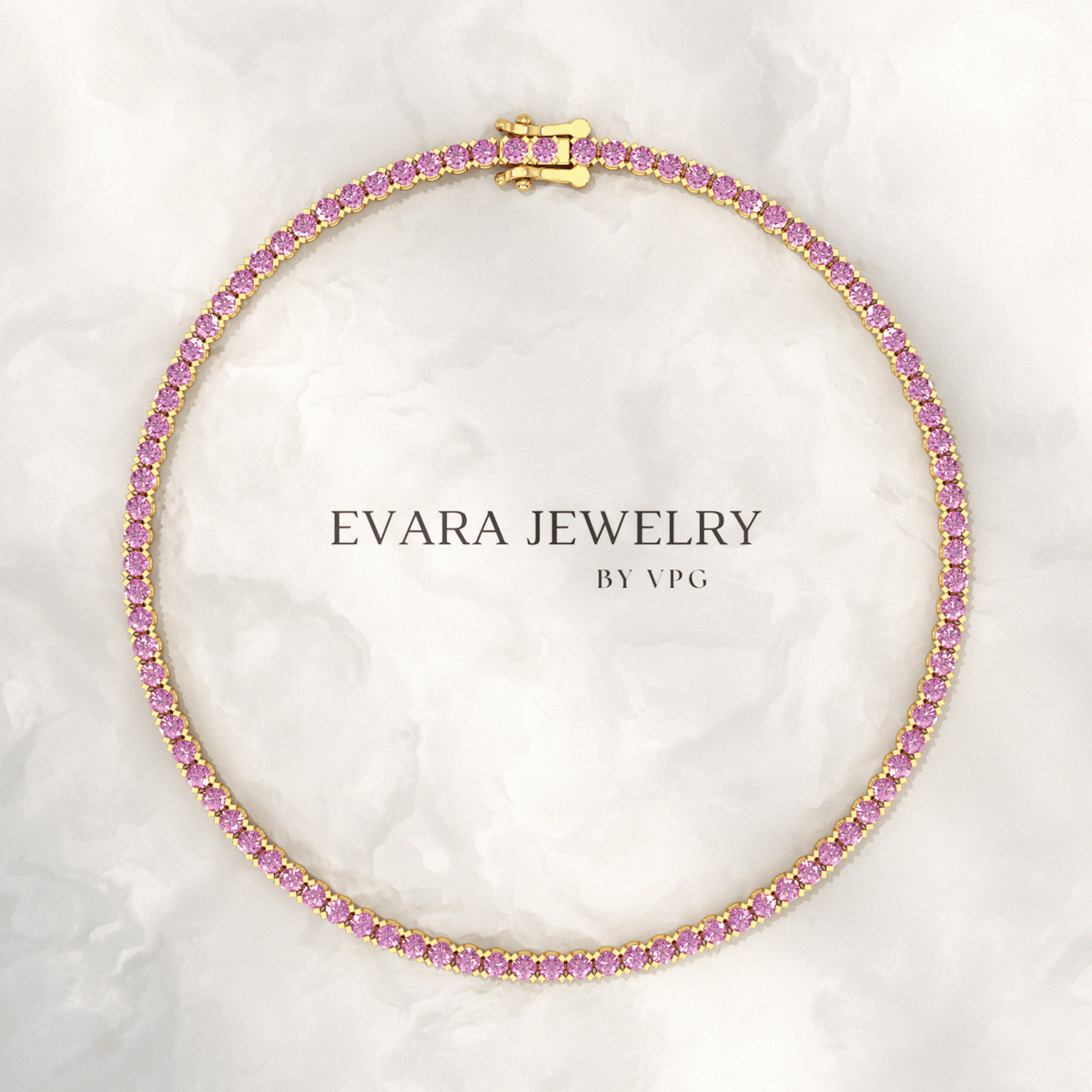 3.21 Carats Natural Pink Sapphire Tennis Bracelet in 14K/18K Yellow Gold - Evara Jewelry LLC