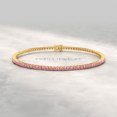 3.21 Carats Natural Pink Sapphire Tennis Bracelet in 14K/18K Yellow Gold - Evara Jewelry LLC