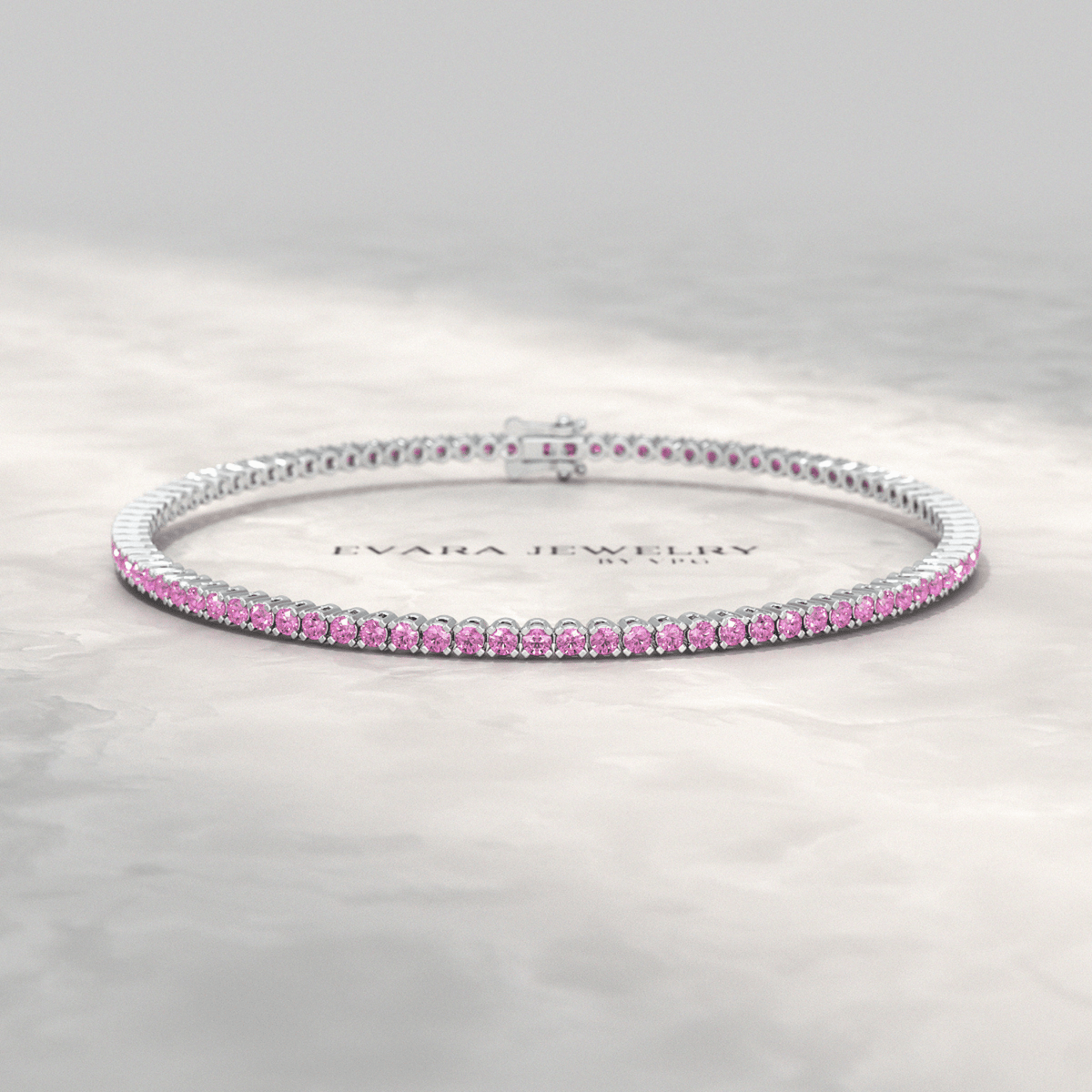3.21 Carats Natural Pink Sapphire Tennis Bracelet in 14K/18K Yellow Gold - Evara Jewelry LLC