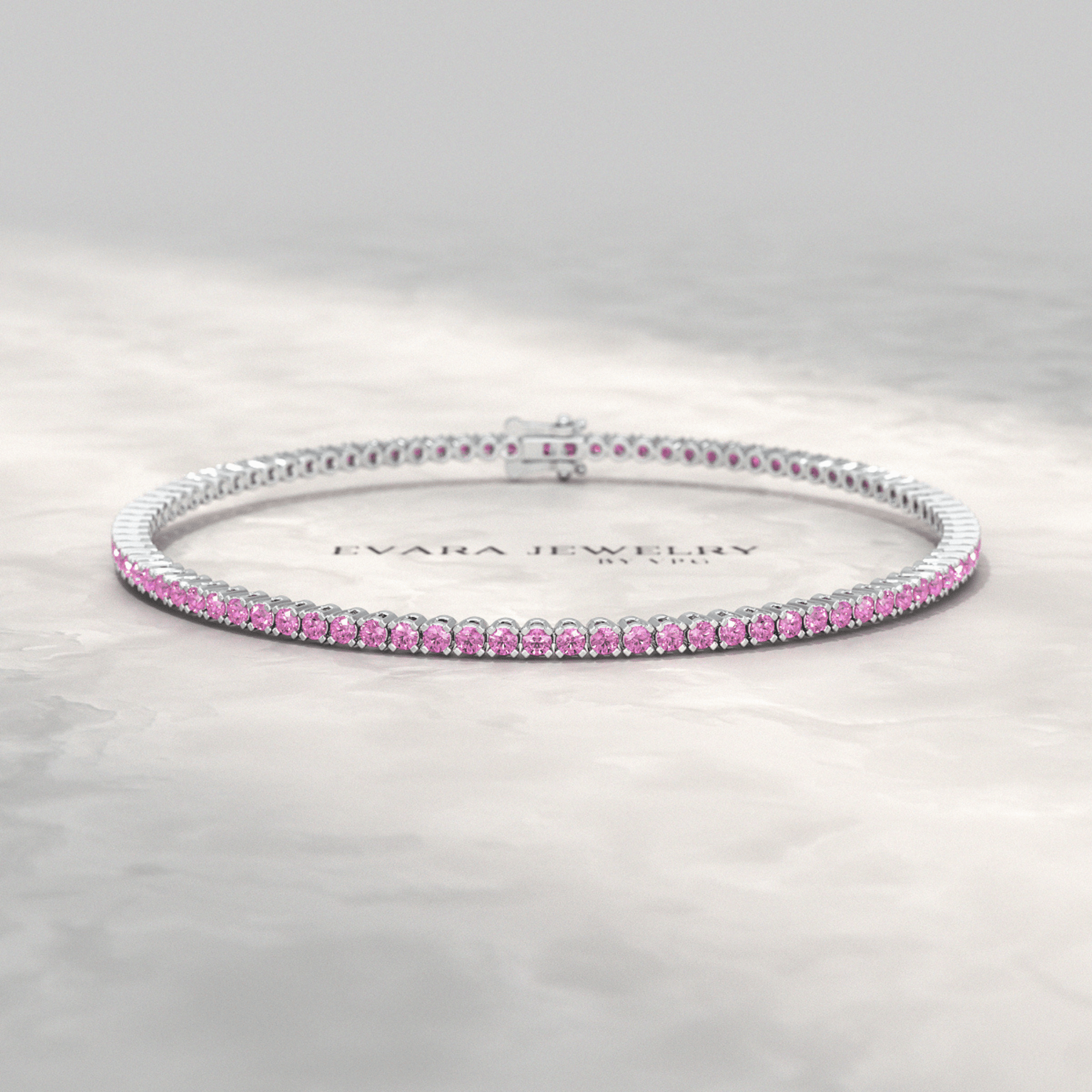 3.21 Carats Natural Pink Sapphire Tennis Bracelet in 14K/18K Yellow Gold - Evara Jewelry LLC