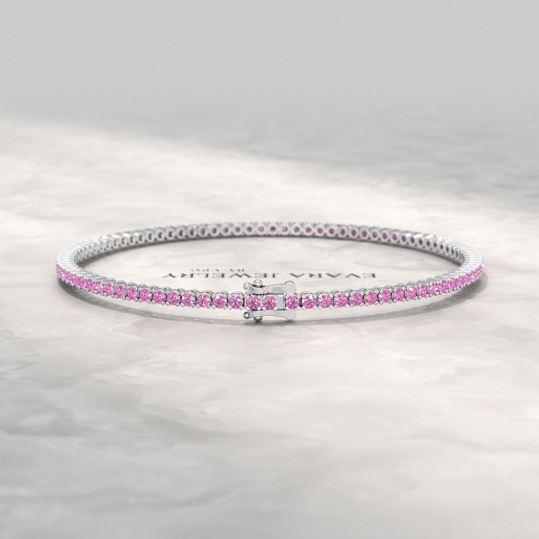 3.21 Carats Natural Pink Sapphire Tennis Bracelet in 14K/18K Yellow Gold - Evara Jewelry LLC