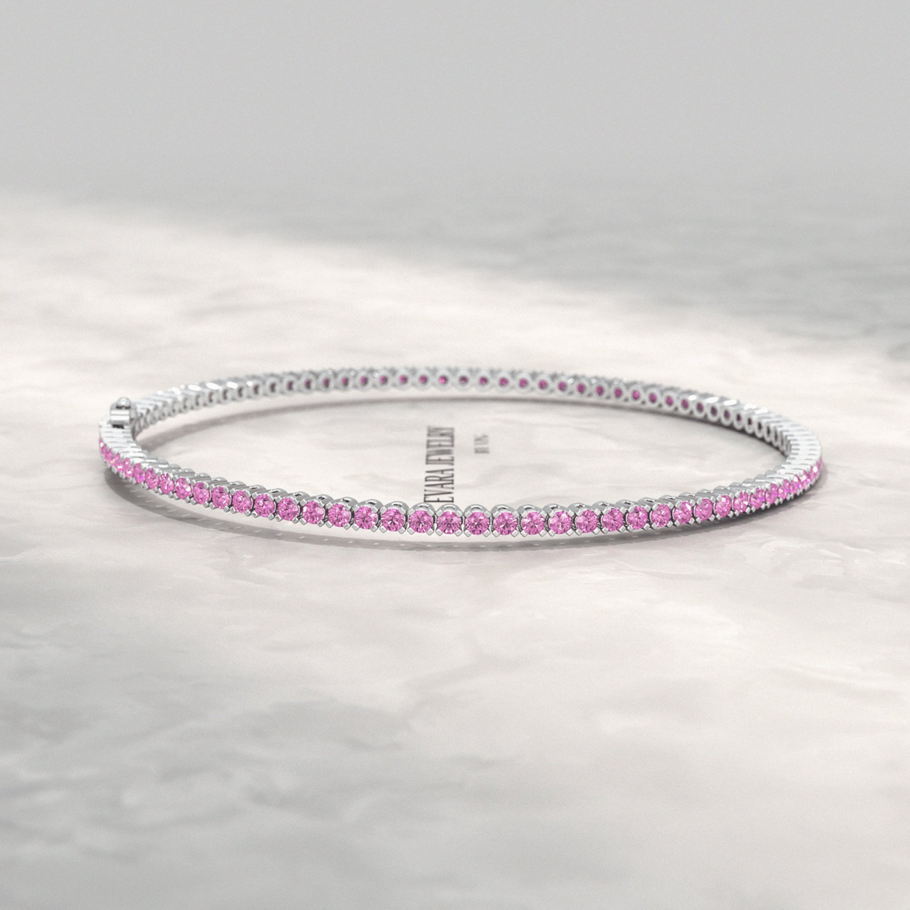 3.21 Carats Natural Pink Sapphire Tennis Bracelet in 14K/18K Yellow Gold - Evara Jewelry LLC