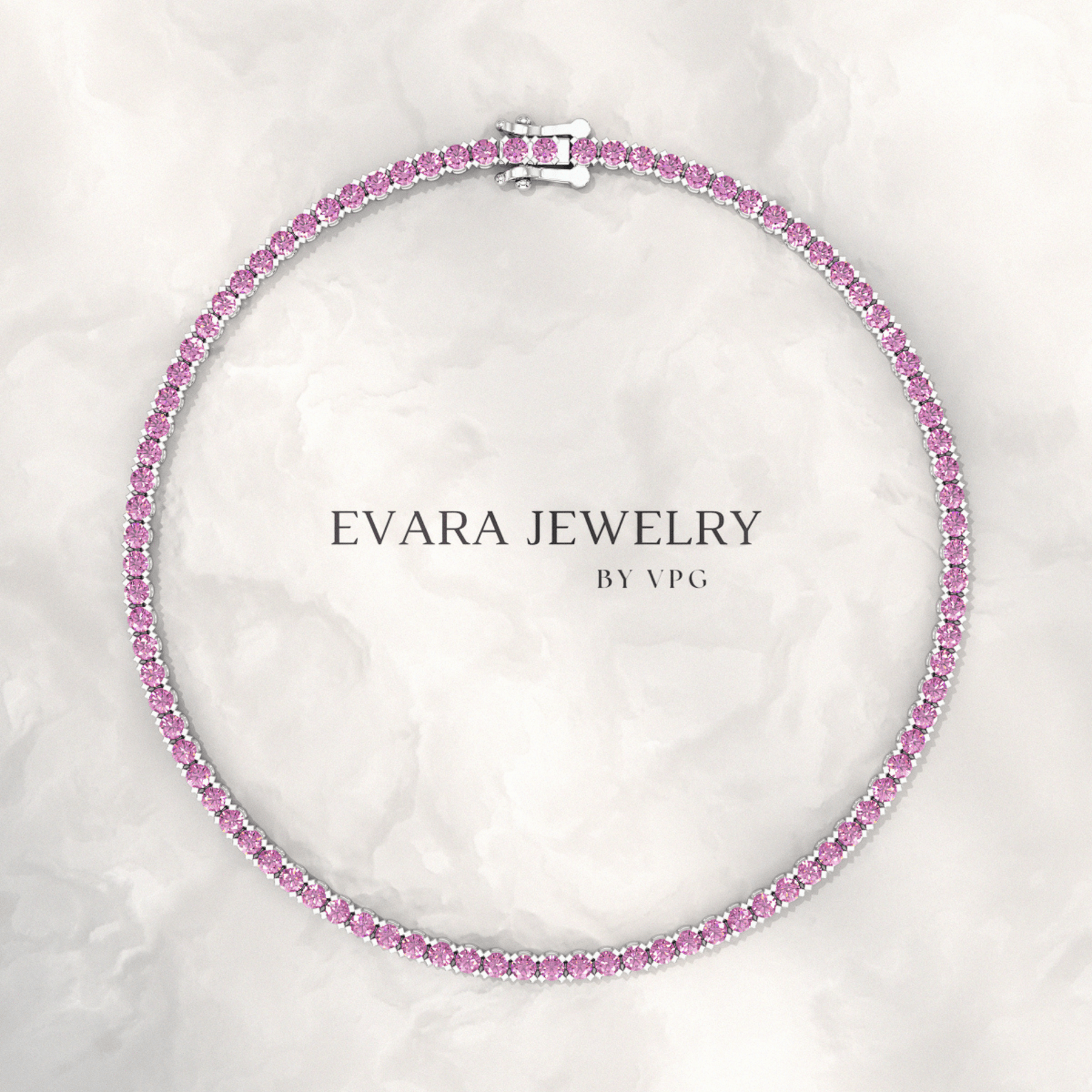 3.21 Carats Natural Pink Sapphire Tennis Bracelet in 14K/18K Yellow Gold - Evara Jewelry LLC