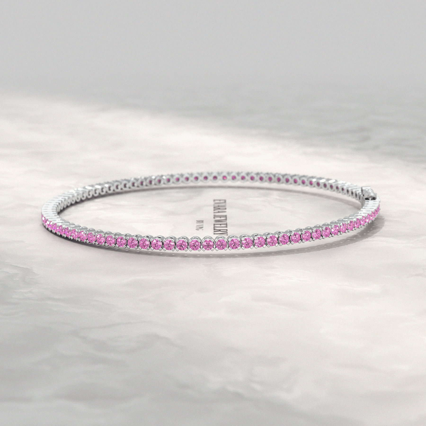 3.21 Carats Natural Pink Sapphire Tennis Bracelet in 14K/18K Yellow Gold - Evara Jewelry LLC