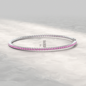 3.21 Carats Natural Pink Sapphire Tennis Bracelet in 14K/18K Yellow Gold - Evara Jewelry LLC