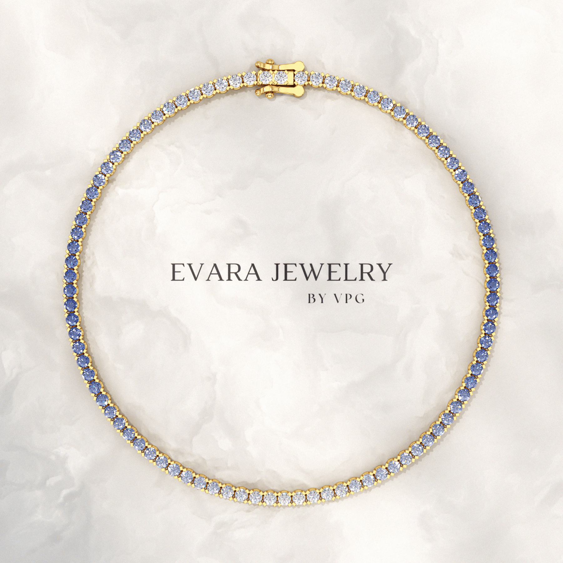 3.22 Carats Ombre Natural Blue Sapphire Tennis Bracelet in 14K/18K White Gold - Evara Jewelry LLC