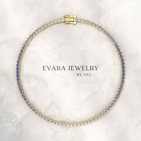 3.22 Carats Ombre Natural Blue Sapphire Tennis Bracelet in 14K/18K White Gold - Evara Jewelry LLC