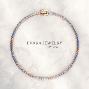 3.22 Carats Ombre Natural Blue Sapphire Tennis Bracelet in 14K/18K White Gold - Evara Jewelry LLC