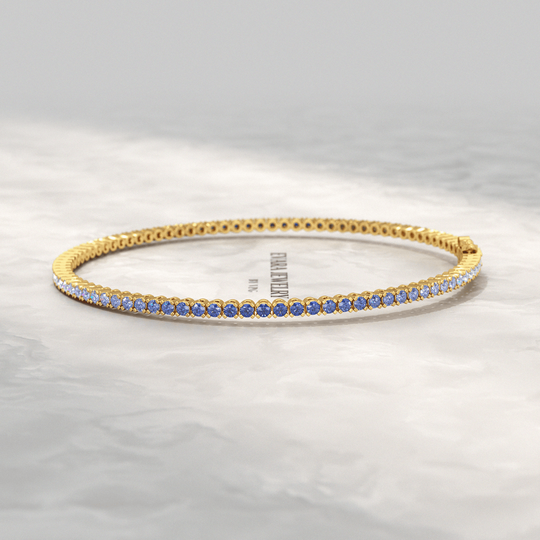 3.22 Carats Ombre Natural Blue Sapphire Tennis Bracelet in 14K/18K White Gold - Evara Jewelry LLC