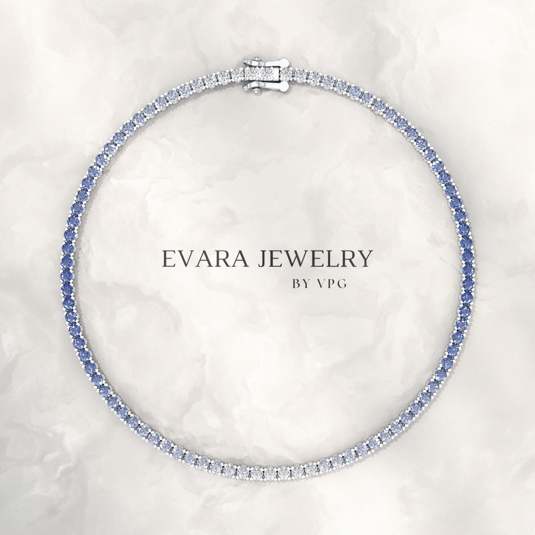 3.22 Carats Ombre Natural Blue Sapphire Tennis Bracelet in 14K/18K White Gold - Evara Jewelry LLC