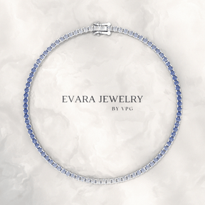 3.22 Carats Ombre Natural Blue Sapphire Tennis Bracelet in 14K/18K White Gold - Evara Jewelry LLC