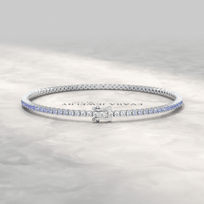 3.22 Carats Ombre Natural Blue Sapphire Tennis Bracelet in 14K/18K White Gold - Evara Jewelry LLC