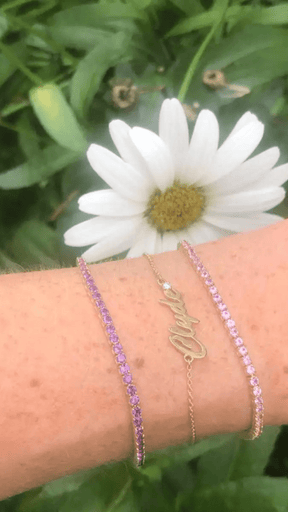 3.24 Carat Purple Amethyst Tennis Bracelet in 14K/18K Solid Gold - Evara Jewelry LLC