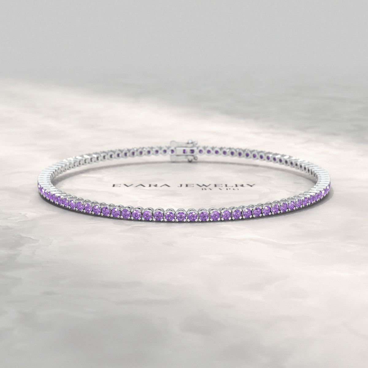 3.24 Carat Purple Amethyst Tennis Bracelet in 14K/18K Solid Gold - Evara Jewelry LLC