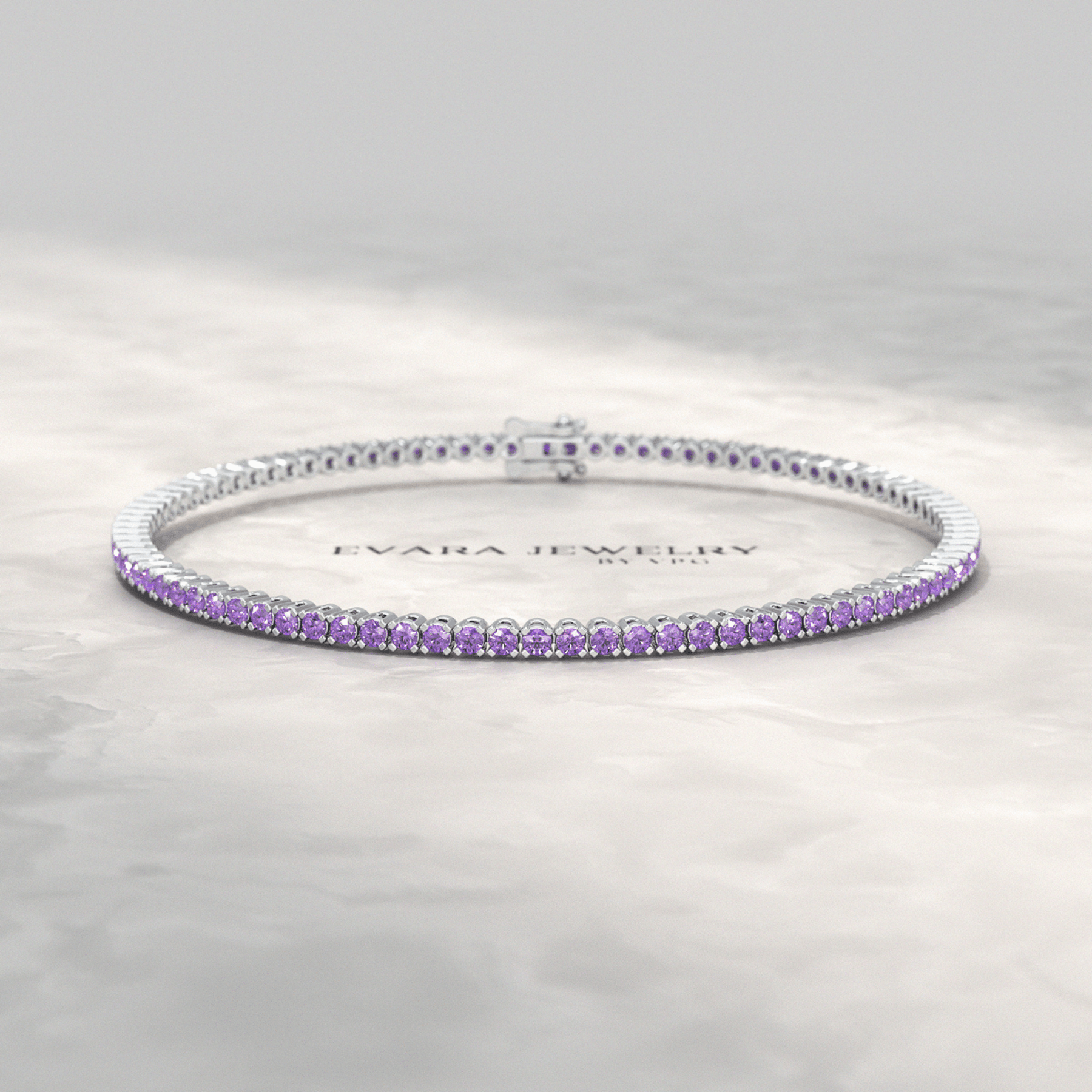 3.24 Carat Purple Amethyst Tennis Bracelet in 14K/18K Solid Gold - Evara Jewelry LLC