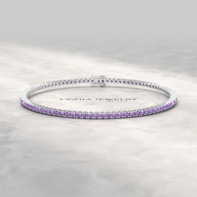 3.24 Carat Purple Amethyst Tennis Bracelet in 14K/18K Solid Gold - Evara Jewelry LLC