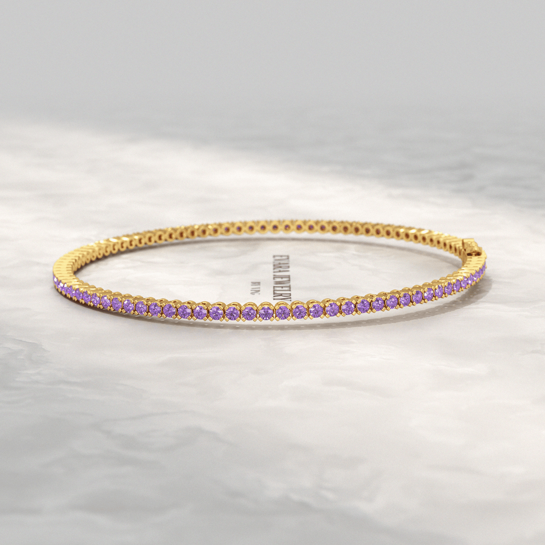3.24 Carat Purple Amethyst Tennis Bracelet in 14K/18K Solid Gold - Evara Jewelry LLC