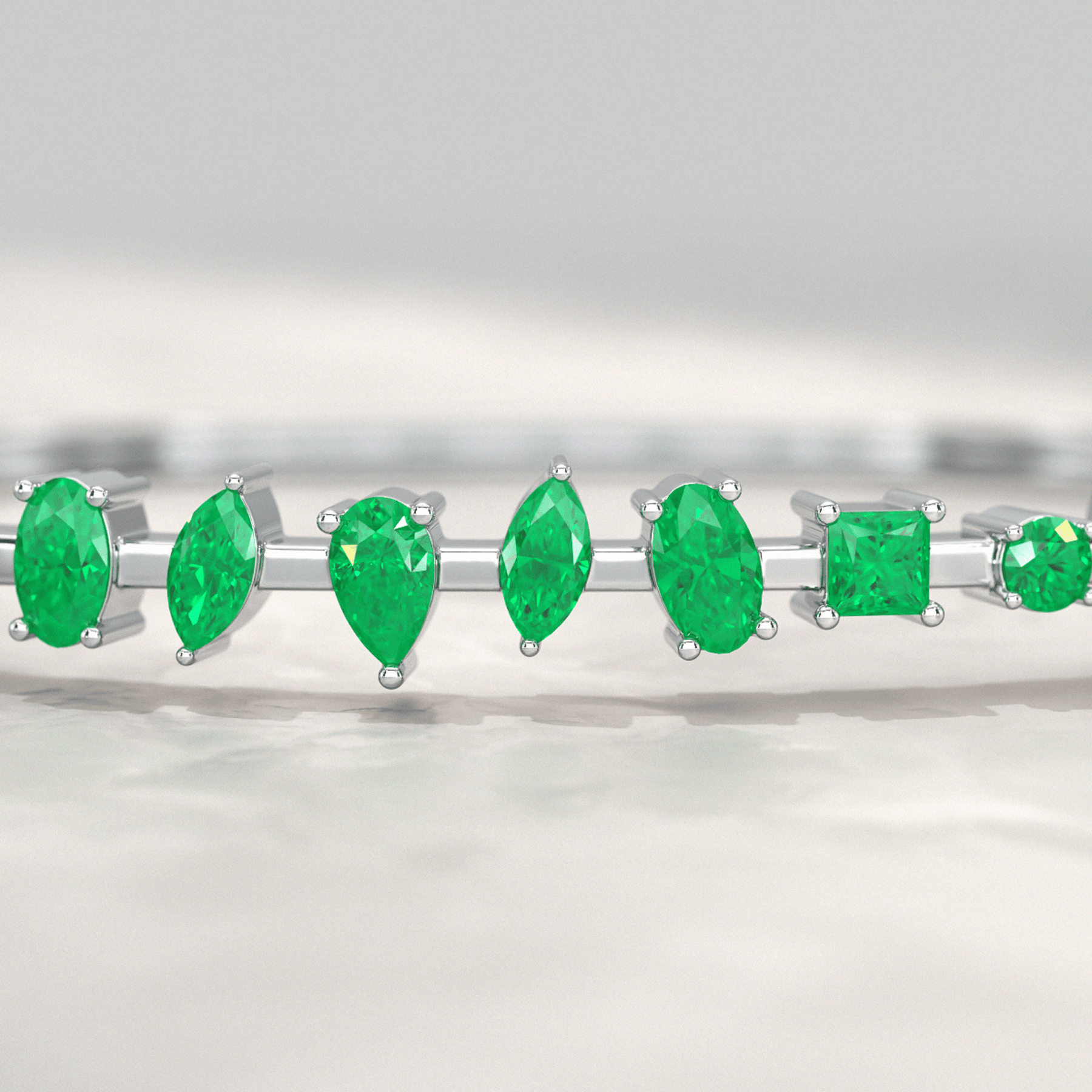 3.25 Carats Lab Grown Emerald Minimalist Cuff Bangle Bracelet - Evara Jewelry LLC