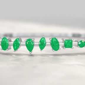 3.25 Carats Lab Grown Emerald Minimalist Cuff Bangle Bracelet - Evara Jewelry LLC