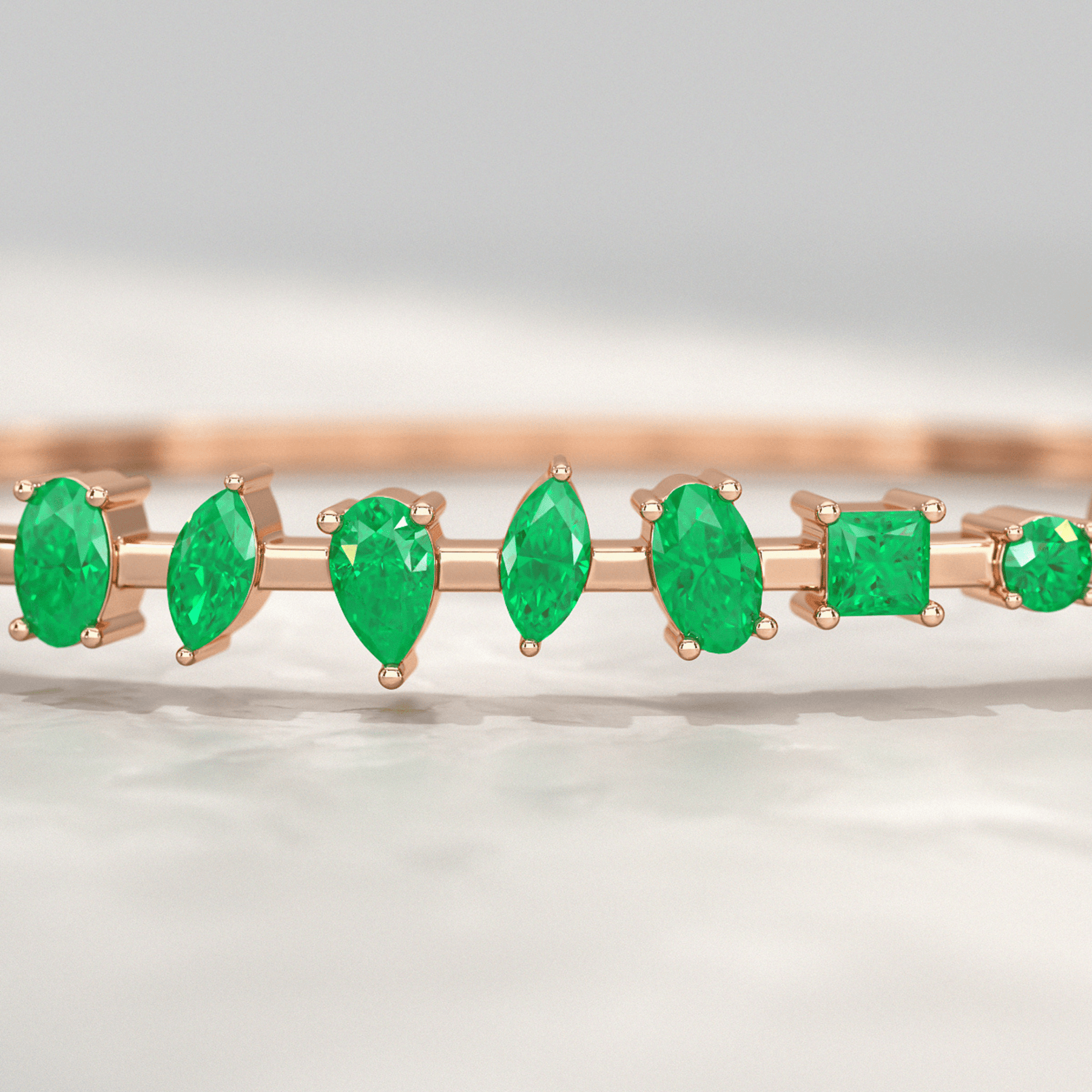 3.25 Carats Lab Grown Emerald Minimalist Cuff Bangle Bracelet - Evara Jewelry LLC