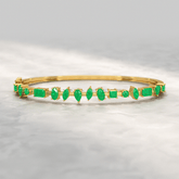 3.25 Carats Lab Grown Emerald Minimalist Cuff Bangle Bracelet - Evara Jewelry LLC