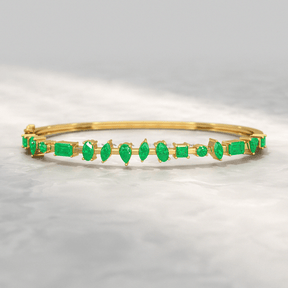 3.25 Carats Lab Grown Emerald Minimalist Cuff Bangle Bracelet - Evara Jewelry LLC