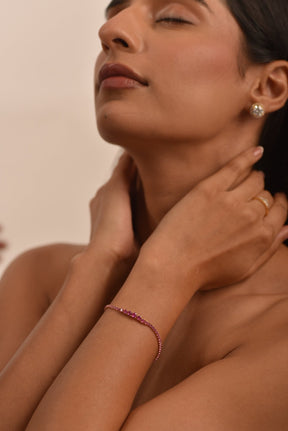 3.36 Carat Natural Pink Sapphire Graduated Tennis Bracelet in 14K/18K Solid Gold - Evara Jewelry LLC