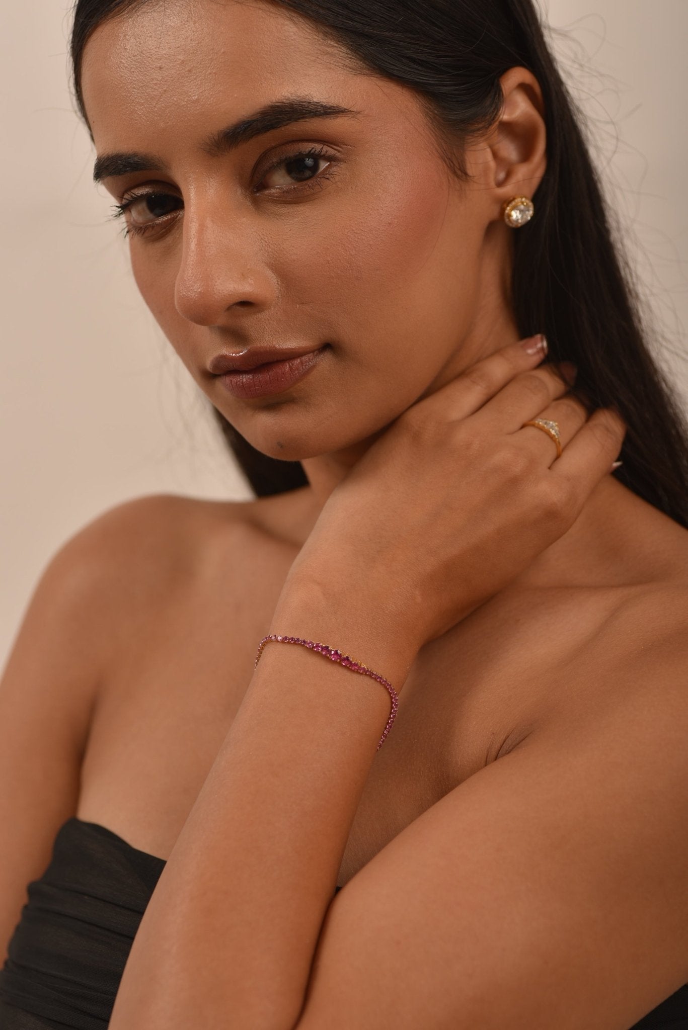 3.36 Carat Natural Pink Sapphire Graduated Tennis Bracelet in 14K/18K Solid Gold - Evara Jewelry LLC