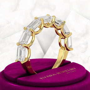 3.50cts East West Emerald Cut Diamond Minimalist Stacking Eternity Band - Evara Jewelry LLC