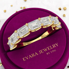 3.50cts East West Emerald Cut Diamond Minimalist Stacking Eternity Band - Evara Jewelry LLC