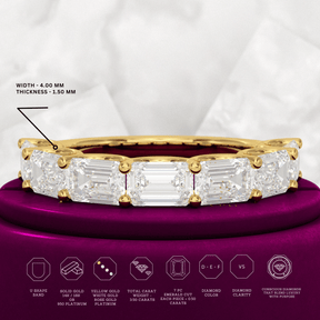 3.50cts East West Emerald Cut Diamond Minimalist Stacking Eternity Band - Evara Jewelry LLC