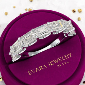 3.50cts East West Emerald Cut Diamond Minimalist Stacking Eternity Band - Evara Jewelry LLC