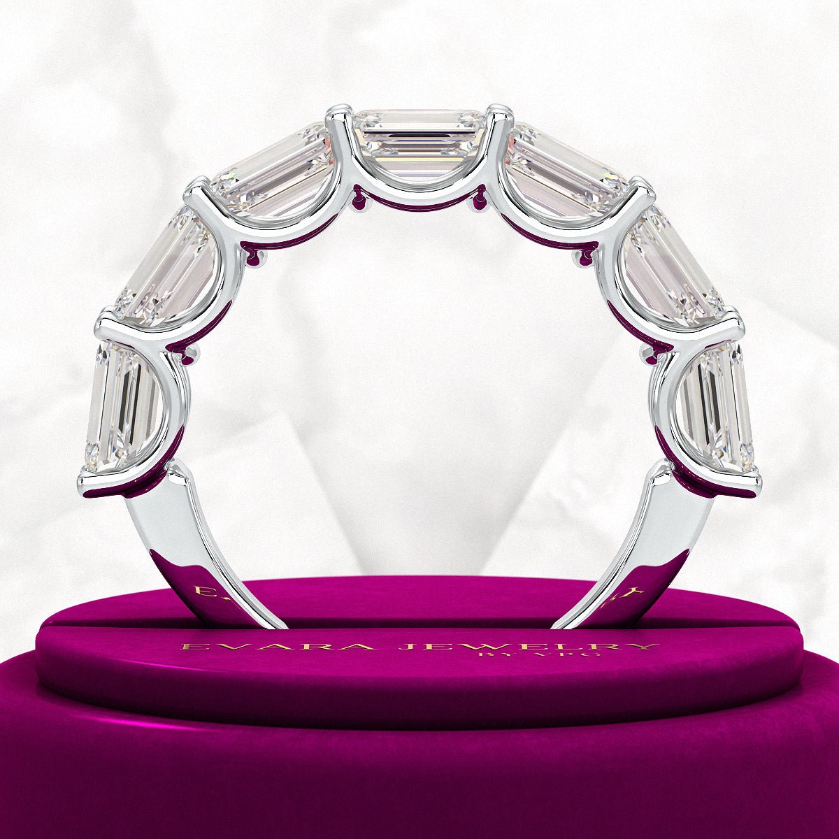 3.50cts East West Emerald Cut Diamond Minimalist Stacking Eternity Band - Evara Jewelry LLC