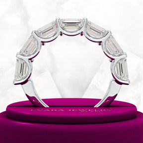 3.50cts East West Emerald Cut Diamond Minimalist Stacking Eternity Band - Evara Jewelry LLC