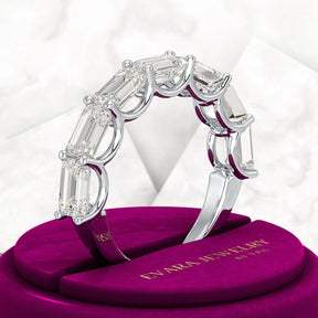 3.50cts East West Emerald Cut Diamond Minimalist Stacking Eternity Band - Evara Jewelry LLC