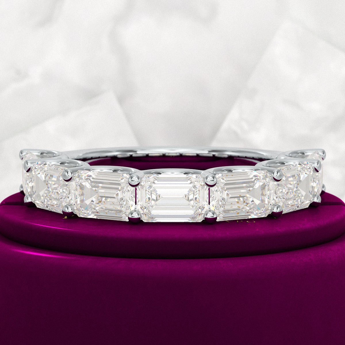 3.50cts East West Emerald Cut Diamond Minimalist Stacking Eternity Band - Evara Jewelry LLC