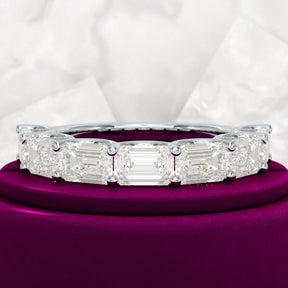 3.50cts East West Emerald Cut Diamond Minimalist Stacking Eternity Band - Evara Jewelry LLC