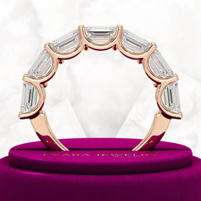 3.50cts East West Emerald Cut Diamond Minimalist Stacking Eternity Band - Evara Jewelry LLC