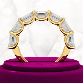 3.50cts East West Emerald Cut Diamond Minimalist Stacking Eternity Band - Evara Jewelry LLC