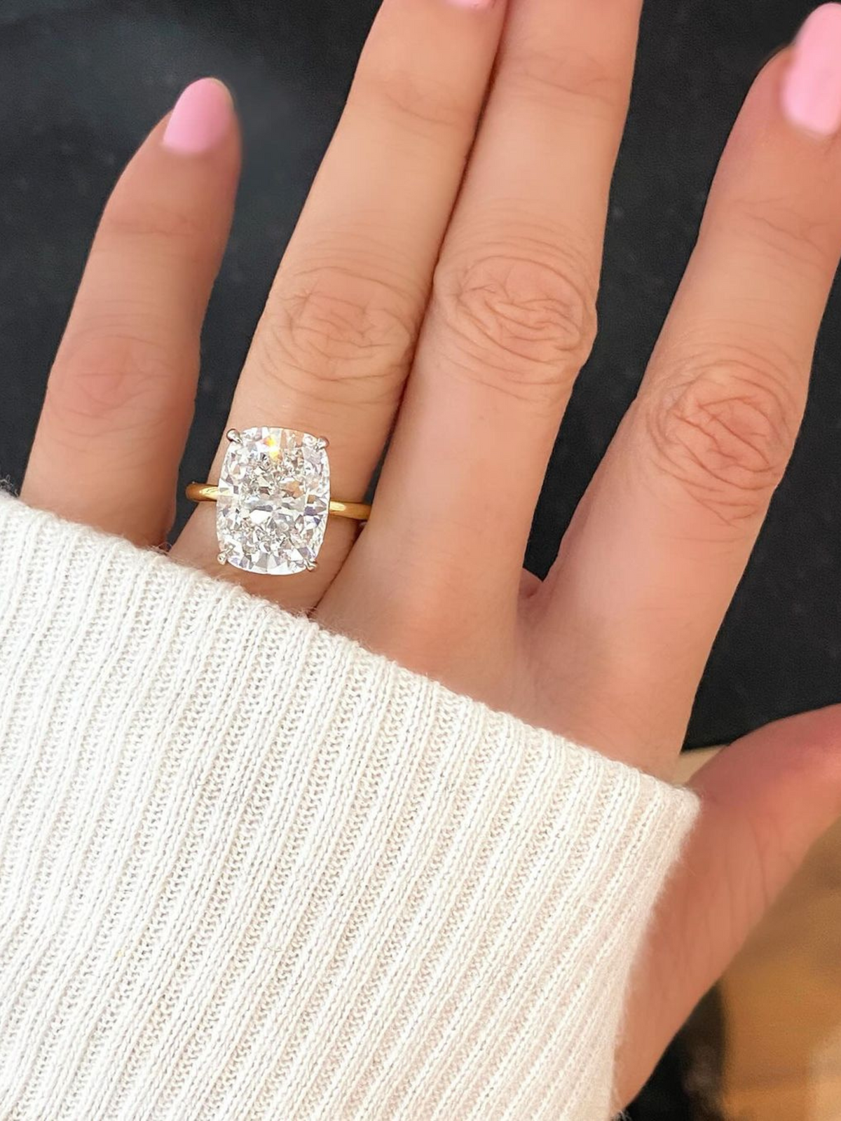 7 Carat Elongated Cushion Cut Diamond Engagement Ring