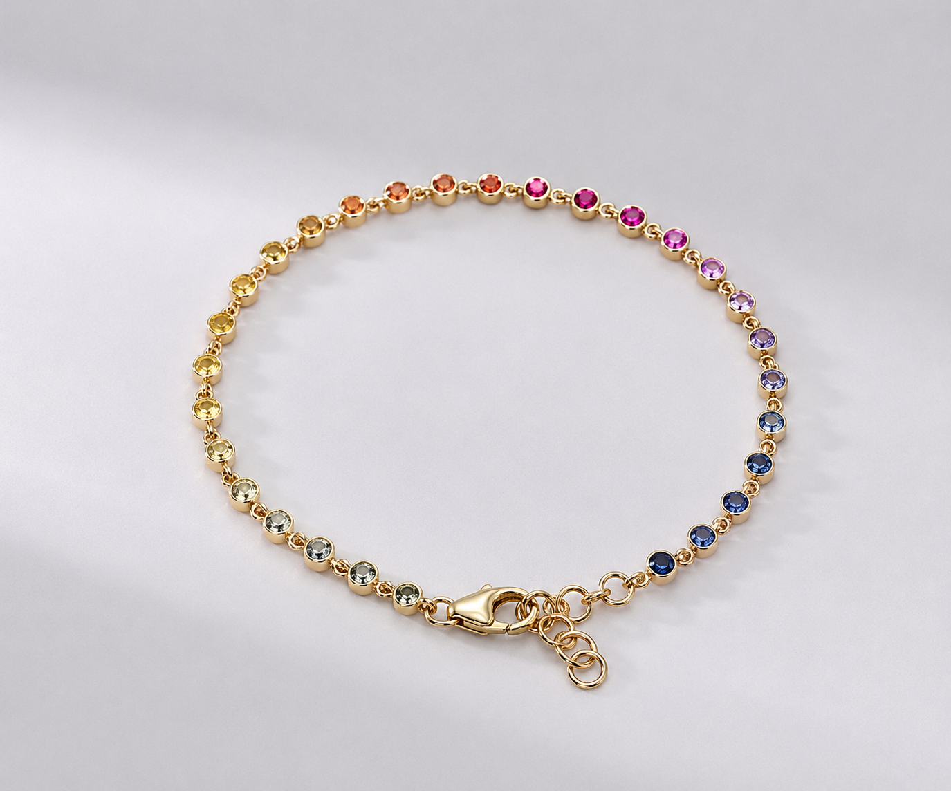 1.12 Carat Natural Rainbow Sapphire Bezel Set Chain Bracelet