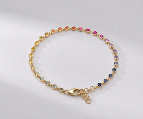 1.12 Carat Natural Rainbow Sapphire Bezel Set Chain Bracelet