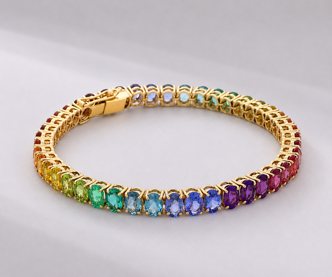 12 Carat Natural Rainbow Sapphire and Multi-Gemstone Bracelet in 18K Gold