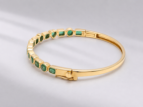 3 Carat Natural Emerald Bezel-Set Cuff Bangle – May Birthstone Bracelet