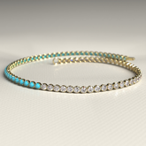 Turquoise & Diamond 50-50 Tennis Bracelet in 14K White Gold